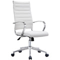 Fauteuil de bureau moderne à dossier haut en cuir PU nervuré, inclinable pour salle de conférence, ordinateur, chef, tâche de direction, patron