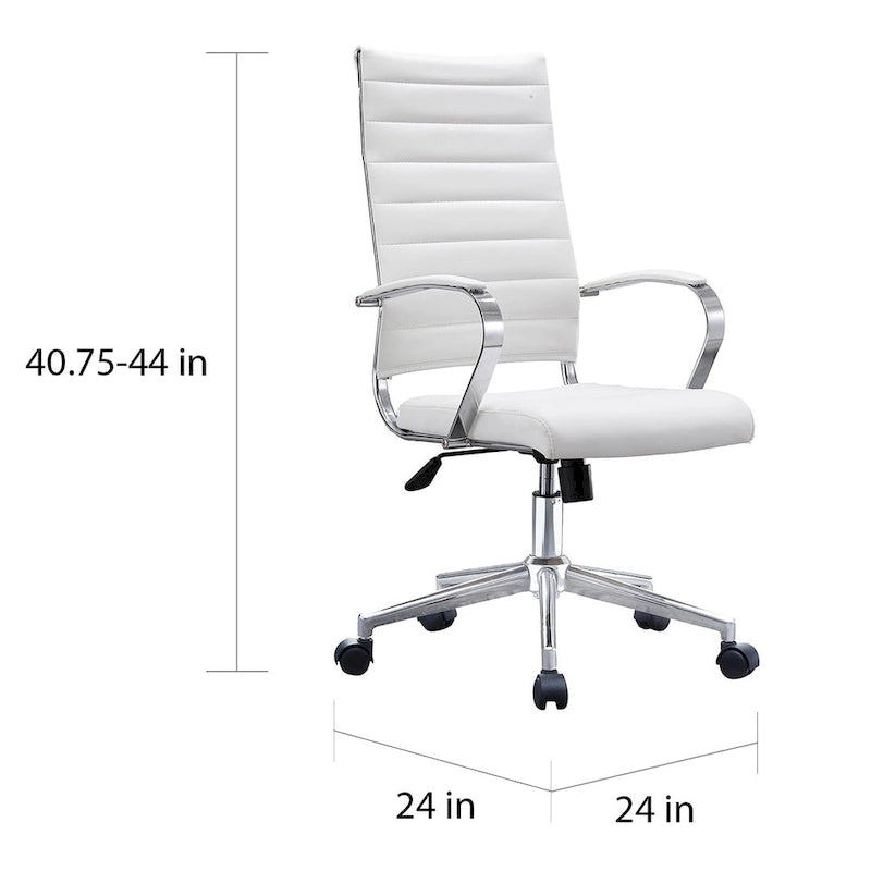 Fauteuil de bureau moderne à dossier haut en cuir PU nervuré, inclinable pour salle de conférence, ordinateur, chef, tâche de direction, patron