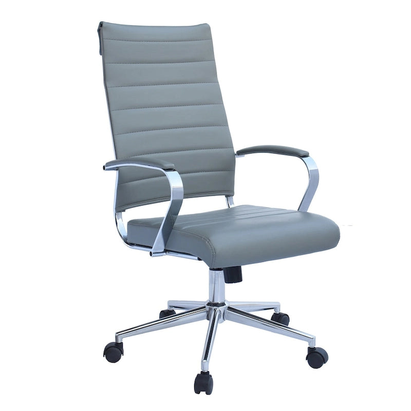 Fauteuil de bureau moderne à dossier haut en cuir PU nervuré, inclinable pour salle de conférence, ordinateur, chef, tâche de direction, patron