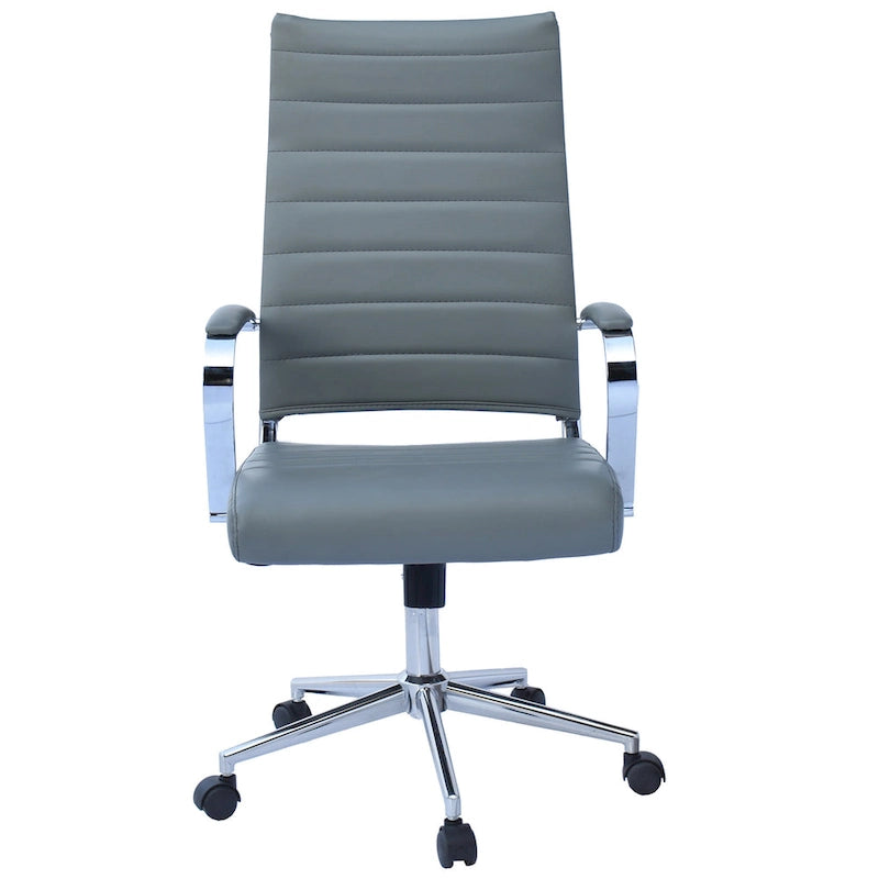 Fauteuil de bureau moderne à dossier haut en cuir PU nervuré, inclinable pour salle de conférence, ordinateur, chef, tâche de direction, patron