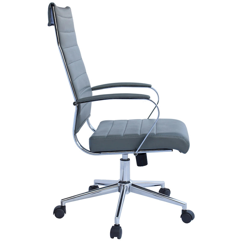 Fauteuil de bureau moderne à dossier haut en cuir PU nervuré, inclinable pour salle de conférence, ordinateur, chef, tâche de direction, patron