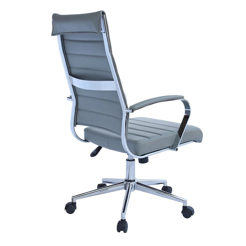 Fauteuil de bureau moderne à dossier haut en cuir PU nervuré, inclinable pour salle de conférence, ordinateur, chef, tâche de direction, patron