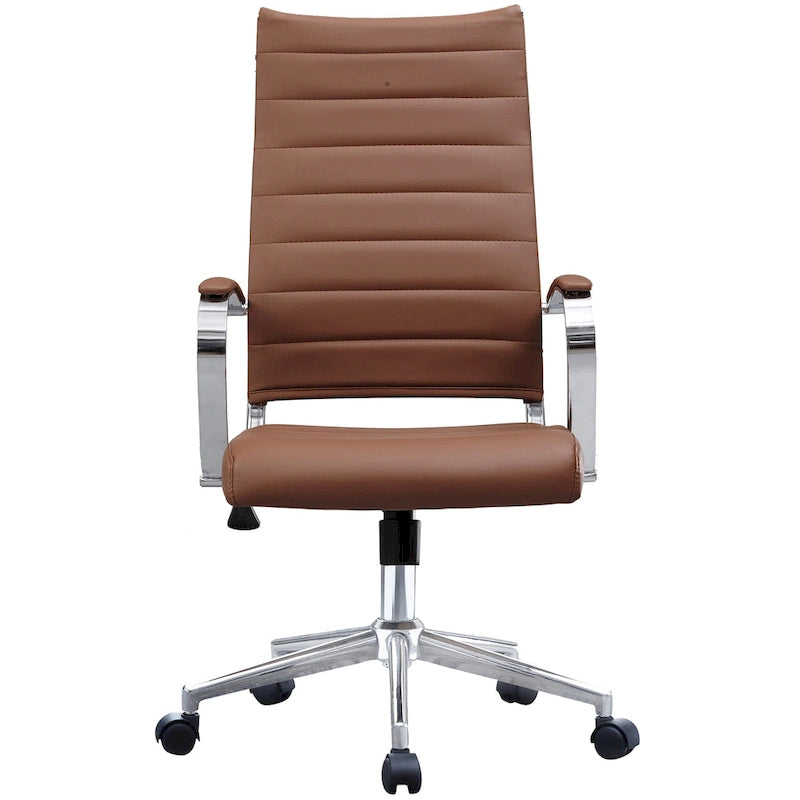 Fauteuil de bureau moderne à dossier haut en cuir PU nervuré, inclinable pour salle de conférence, ordinateur, chef, tâche de direction, patron