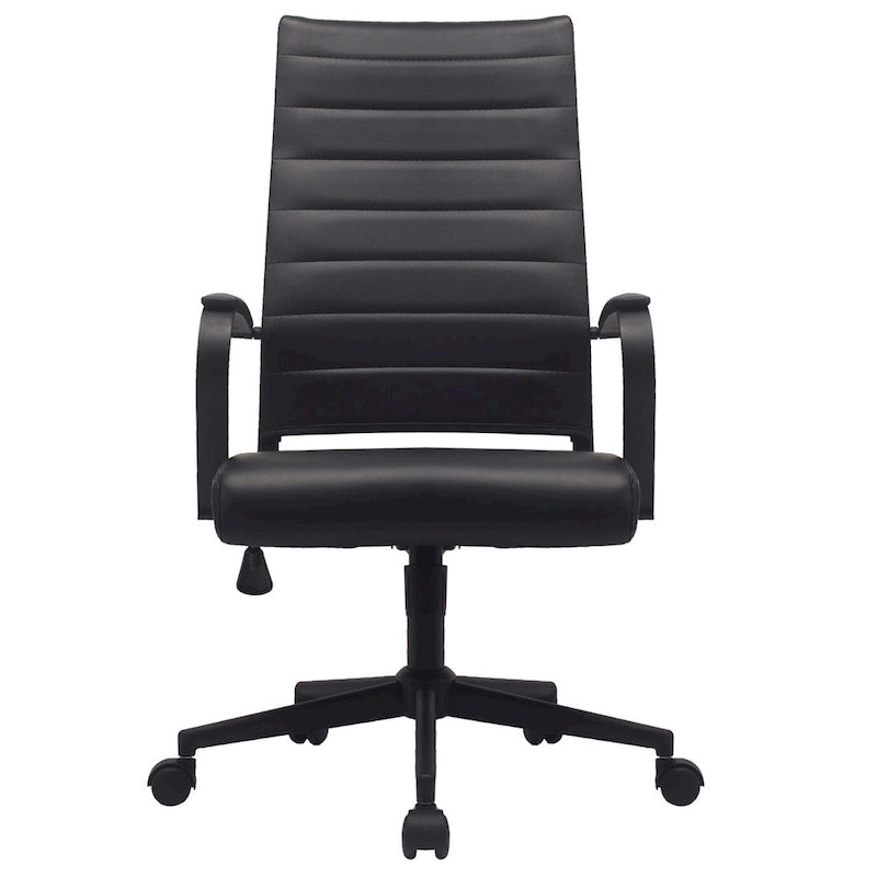 Fauteuil de bureau moderne à dossier haut en cuir PU nervuré, inclinable pour salle de conférence, ordinateur, chef, tâche de direction, patron