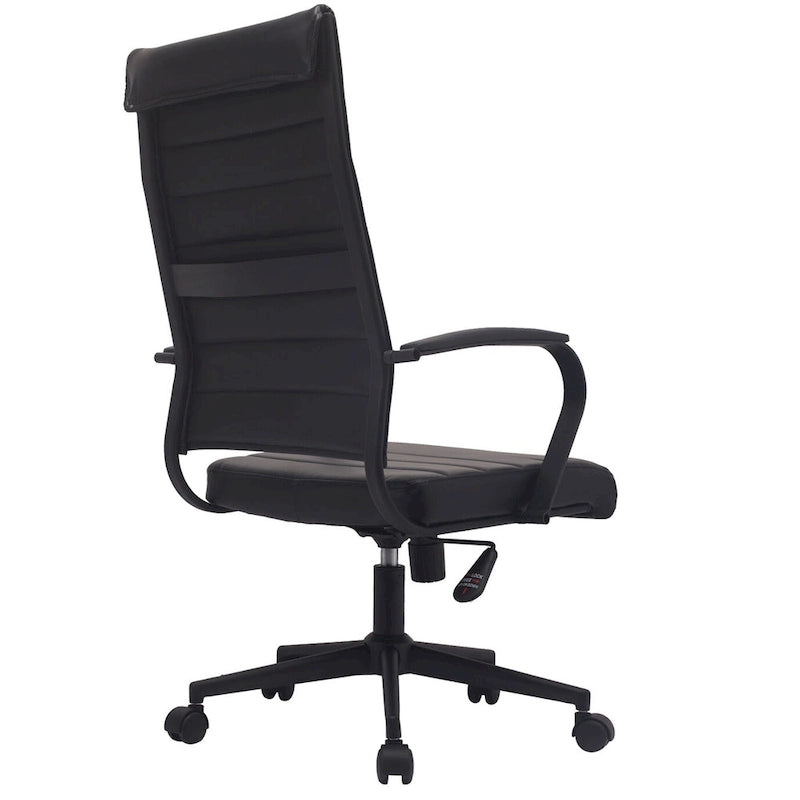 Fauteuil de bureau moderne à dossier haut en cuir PU nervuré, inclinable pour salle de conférence, ordinateur, chef, tâche de direction, patron