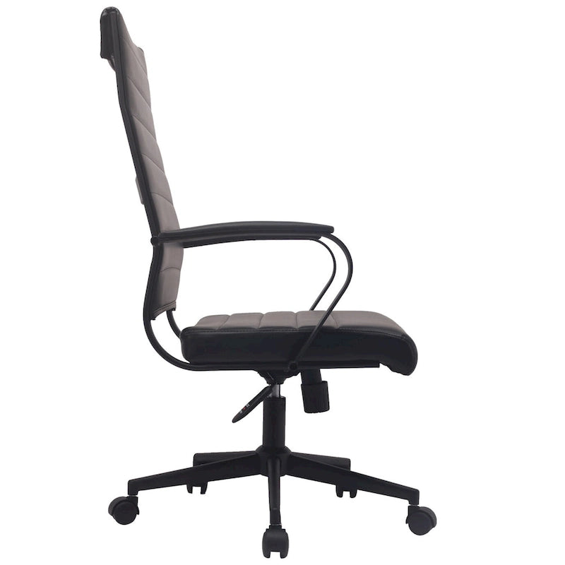 Fauteuil de bureau moderne à dossier haut en cuir PU nervuré, inclinable pour salle de conférence, ordinateur, chef, tâche de direction, patron