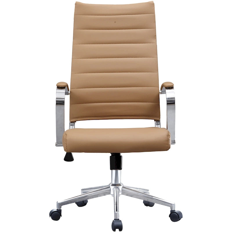 Fauteuil de bureau moderne à dossier haut en cuir PU nervuré, inclinable pour salle de conférence, ordinateur, chef, tâche de direction, patron