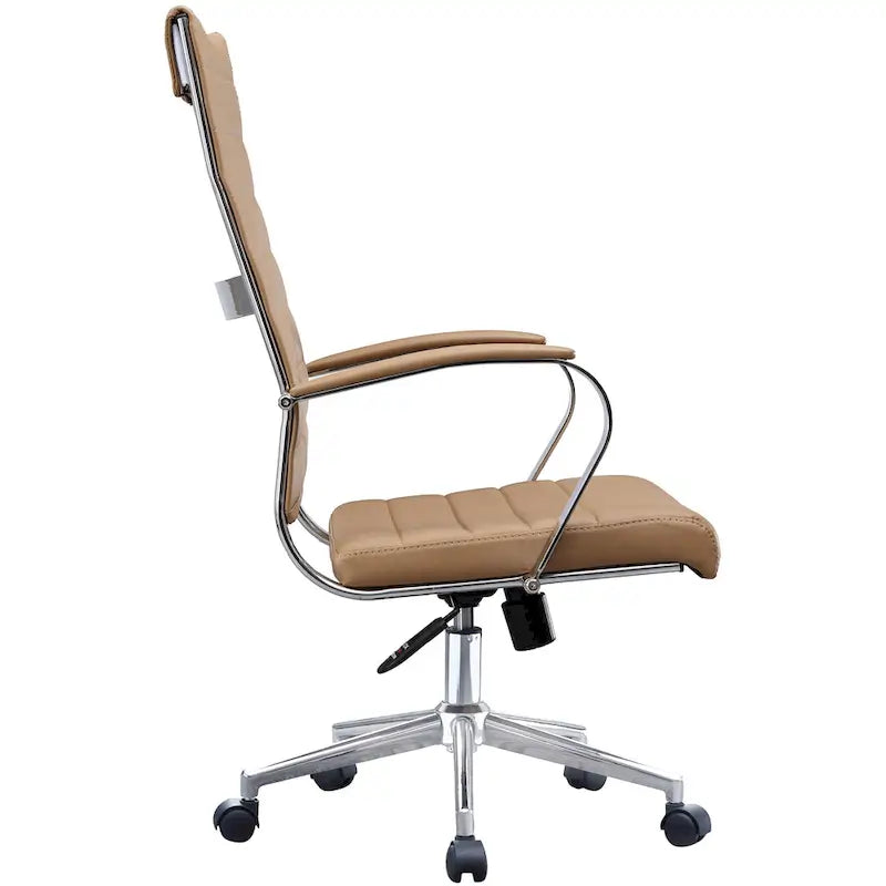 Fauteuil de bureau moderne à dossier haut en cuir PU nervuré, inclinable pour salle de conférence, ordinateur, chef, tâche de direction, patron