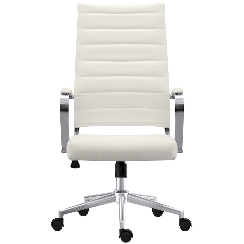 Fauteuil de bureau moderne à dossier haut en cuir PU nervuré, inclinable pour salle de conférence, ordinateur, chef, tâche de direction, patron