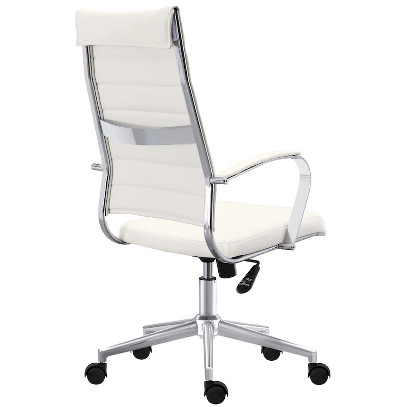 Fauteuil de bureau moderne à dossier haut en cuir PU nervuré, inclinable pour salle de conférence, ordinateur, chef, tâche de direction, patron