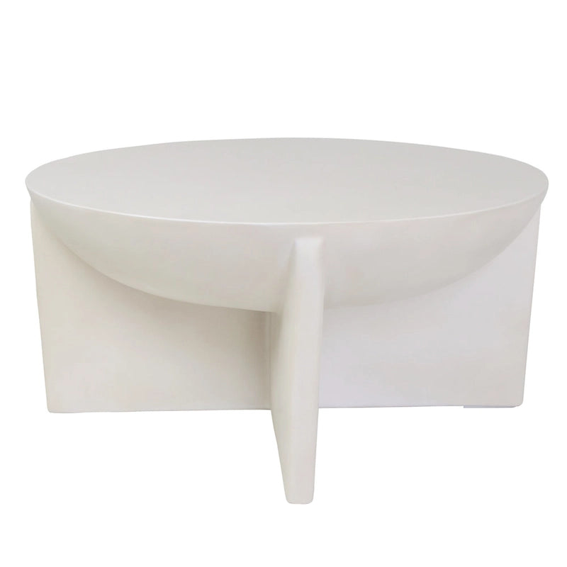 Table basse ronde moderne en béton et coquille d'huître