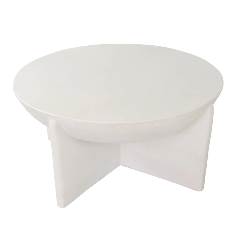 Table basse ronde moderne en béton et coquille d'huître