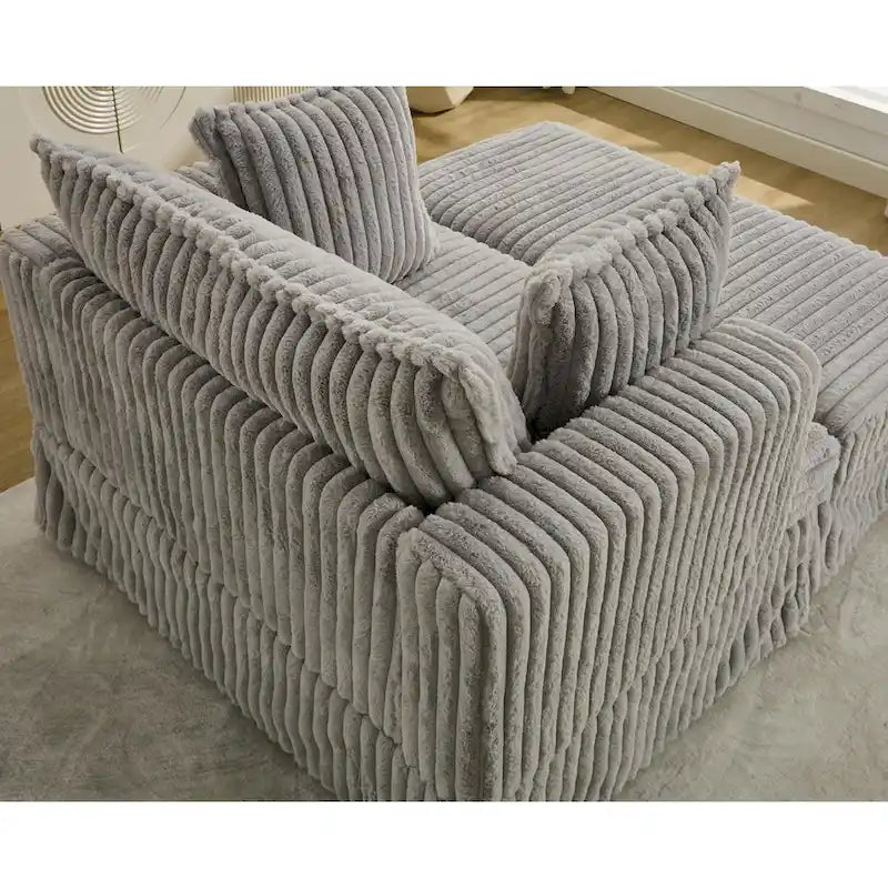 Fauteuil inclinable en velours côtelé surdimensionné, fauteuil à assise profonde, canapé rembourré épais individuel avec oreiller et pouf