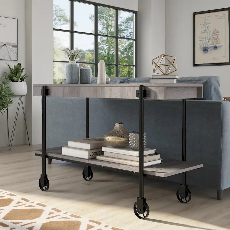 Console de table de ferme en métal à 1 étagère de 47 pouces