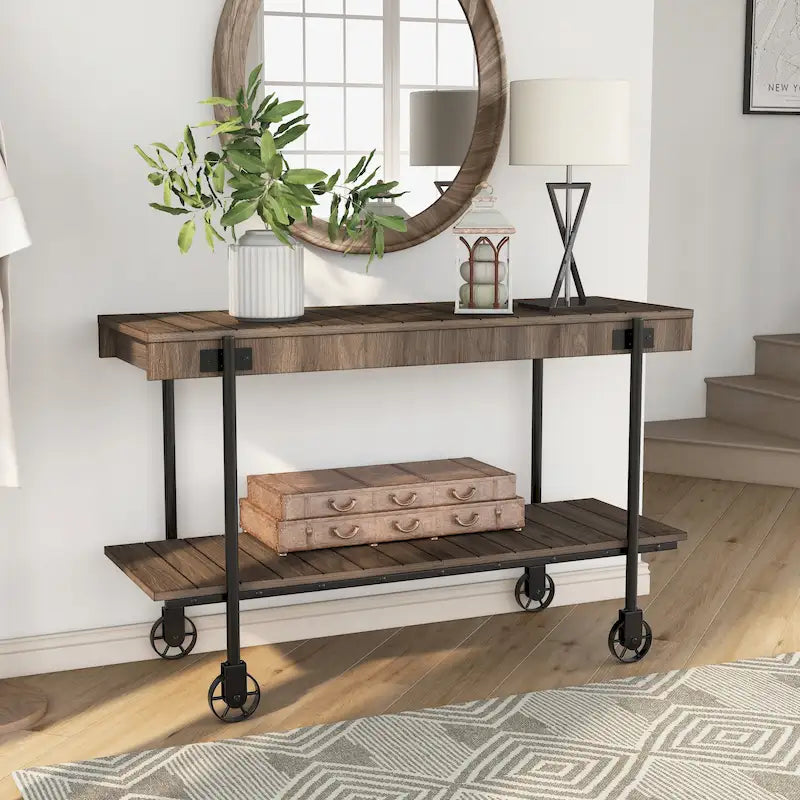 Console de table de ferme en métal à 1 étagère de 47 pouces