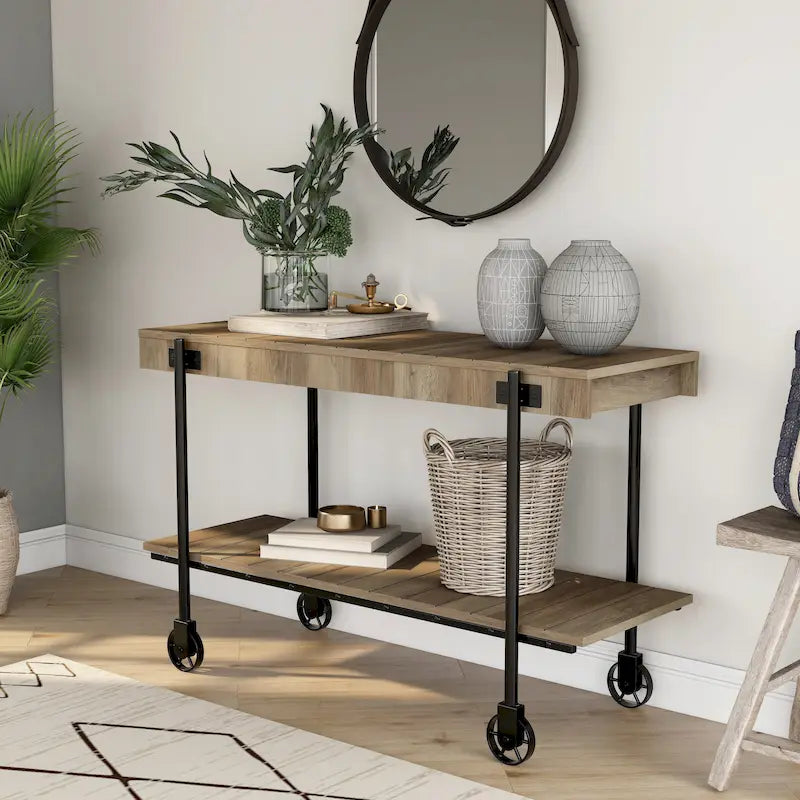 Console de table de ferme en métal à 1 étagère de 47 pouces