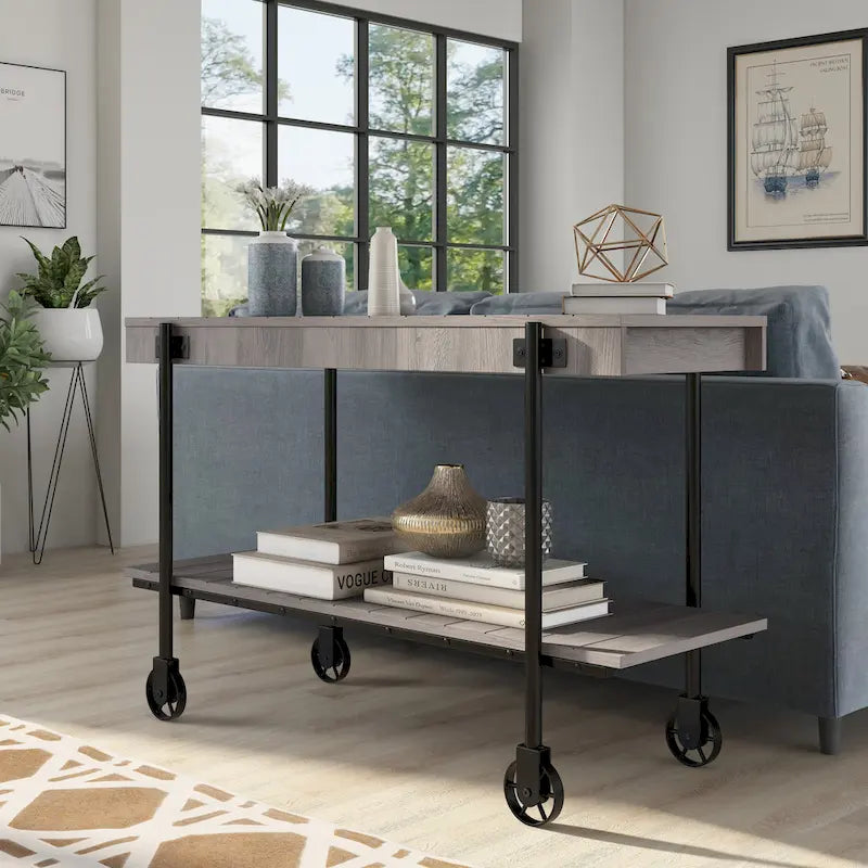Console de table de ferme en métal à 1 étagère de 47 pouces