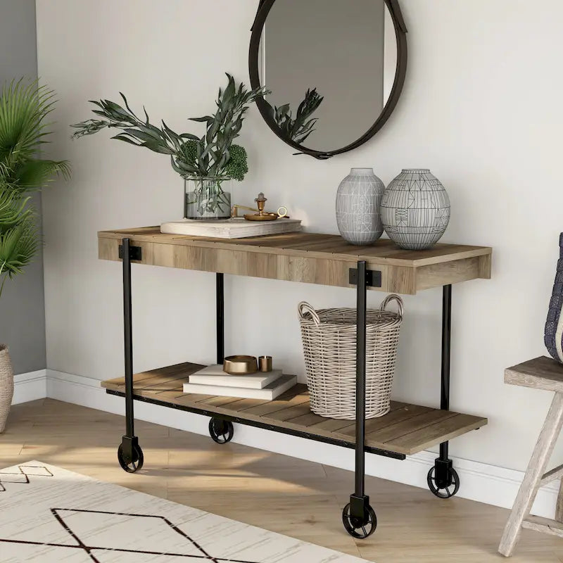 Console de table de ferme en métal à 1 étagère de 47 pouces