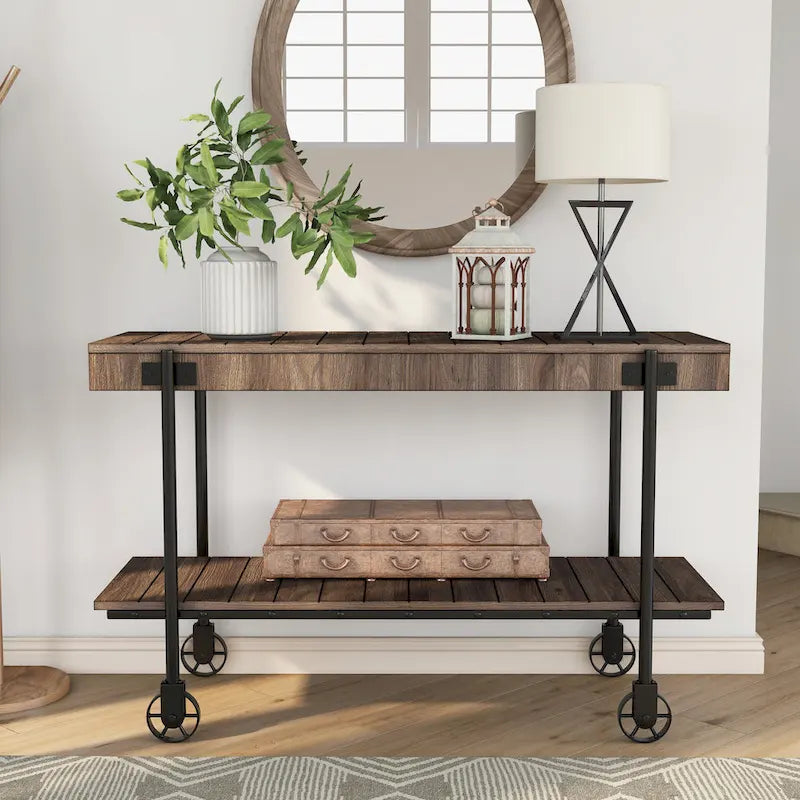 Console de table de ferme en métal à 1 étagère de 47 pouces