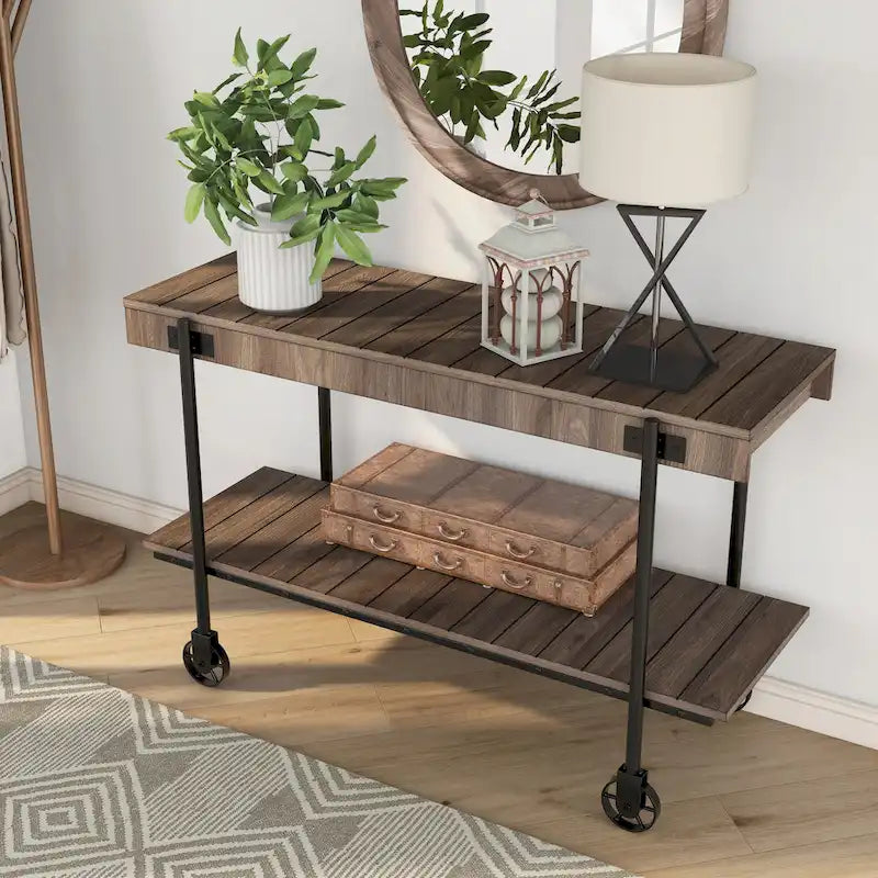 Console de table de ferme en métal à 1 étagère de 47 pouces
