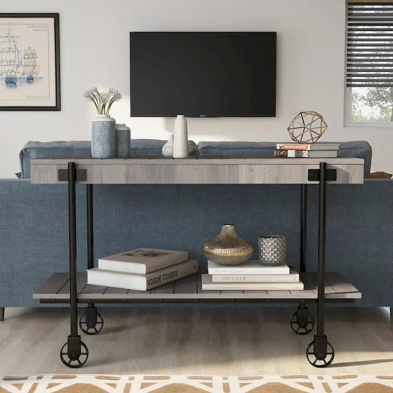 Console de table de ferme en métal à 1 étagère de 47 pouces