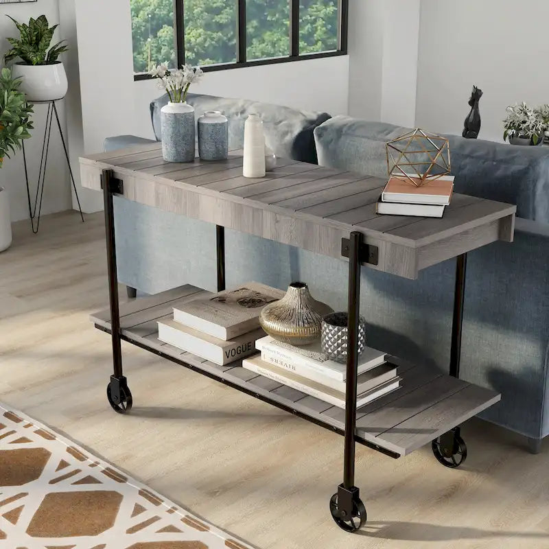 Console de table de ferme en métal à 1 étagère de 47 pouces