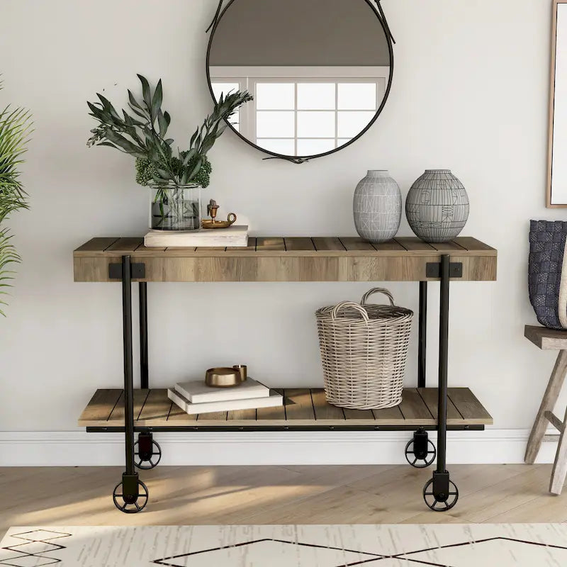 Console de table de ferme en métal à 1 étagère de 47 pouces