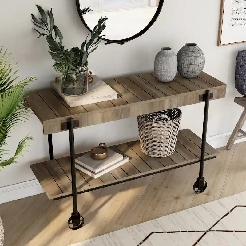 Console de table de ferme en métal à 1 étagère de 47 pouces