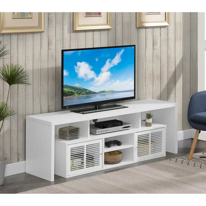 Meuble TV 65 pouces avec placards de rangement et étagères