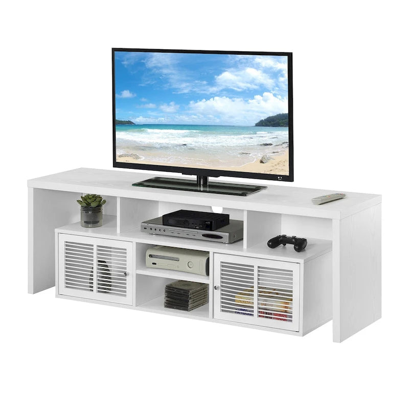 Meuble TV 65 pouces avec placards de rangement et étagères