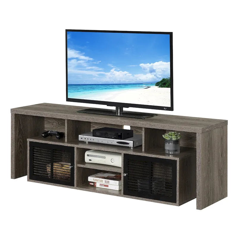 Meuble TV 65 pouces avec placards de rangement et étagères