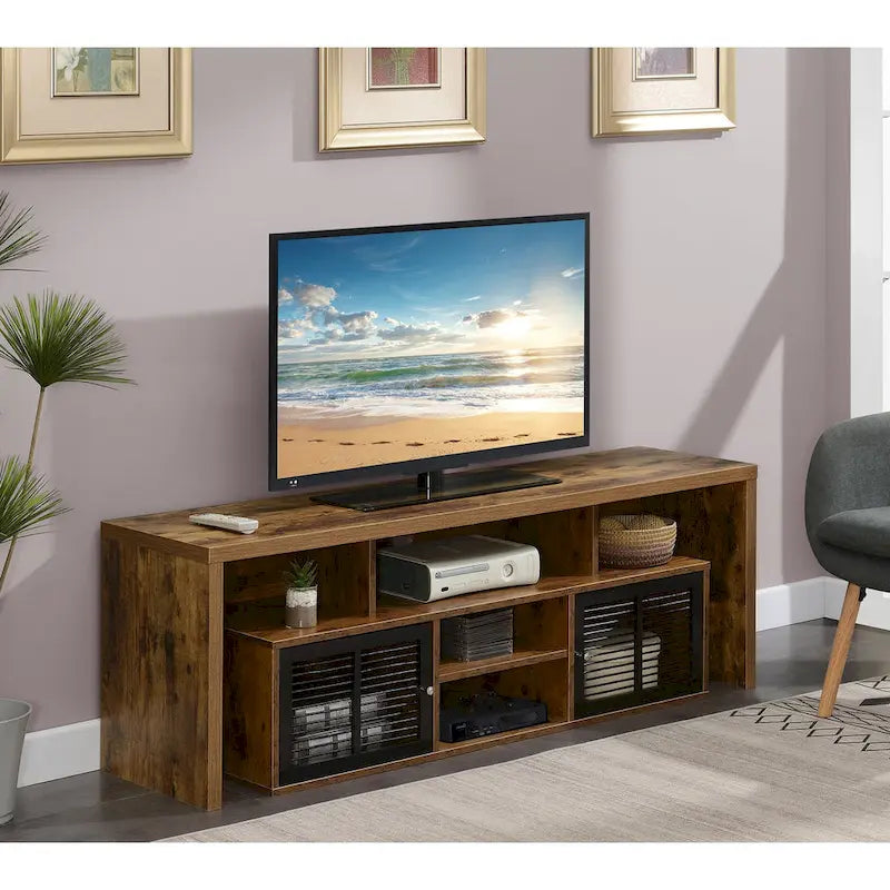 Meuble TV 65 pouces avec placards de rangement et étagères