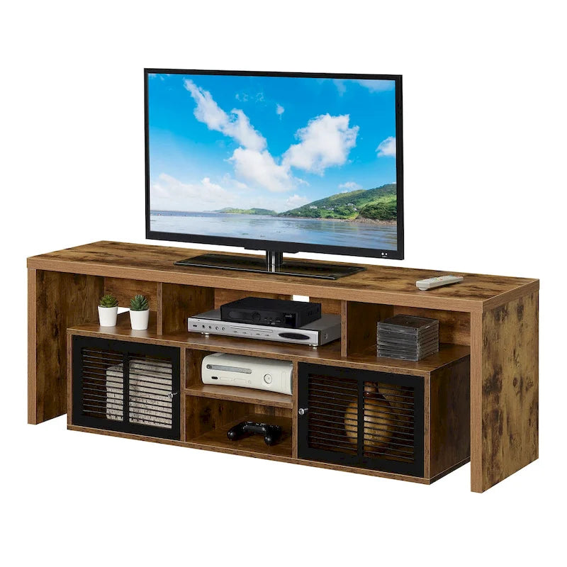 Meuble TV 65 pouces avec placards de rangement et étagères