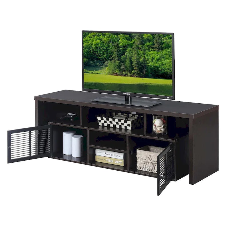 Meuble TV 65 pouces avec placards de rangement et étagères