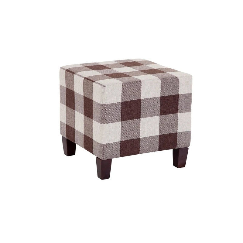 Repose-pieds ottoman à carreaux vichy de ferme