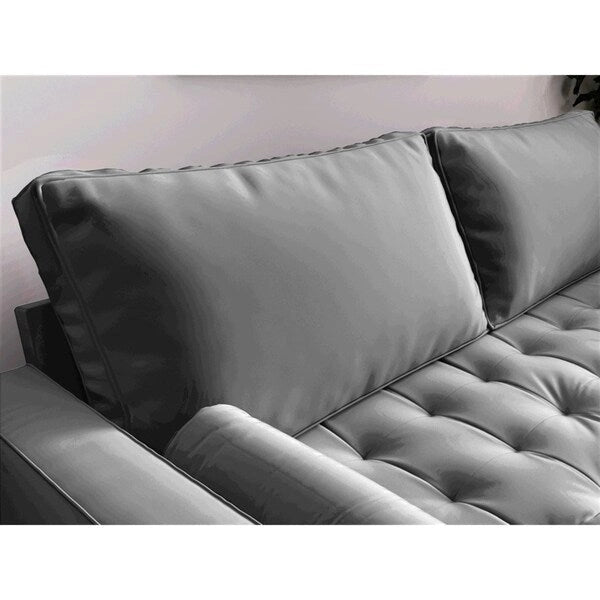 Canapé capitonné en velours de style Mid-Century Modern