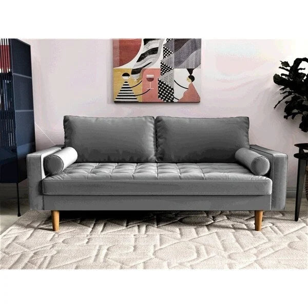 Canapé capitonné en velours de style Mid-Century Modern