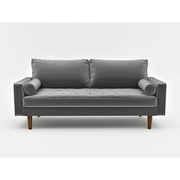 Canapé capitonné en velours de style Mid-Century Modern