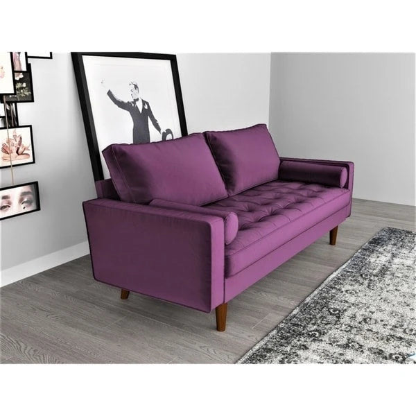 Canapé capitonné en velours de style Mid-Century Modern