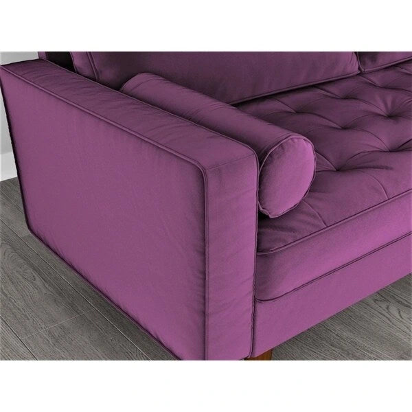 Canapé capitonné en velours de style Mid-Century Modern