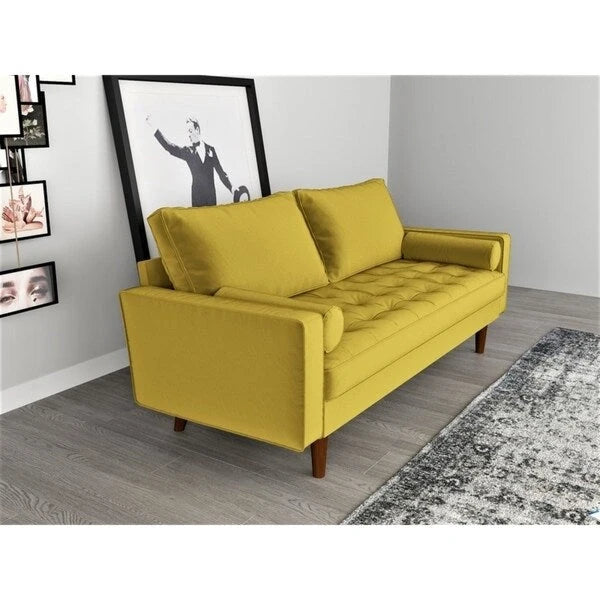 Canapé capitonné en velours de style Mid-Century Modern