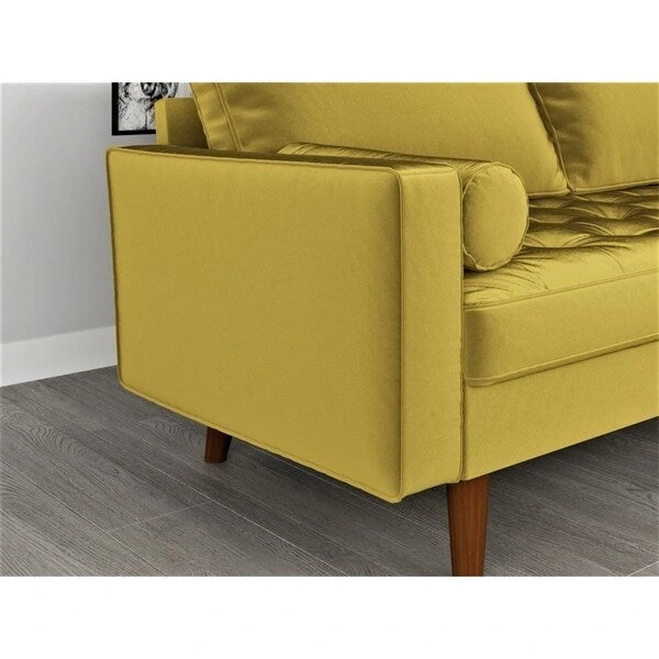 Canapé capitonné en velours de style Mid-Century Modern