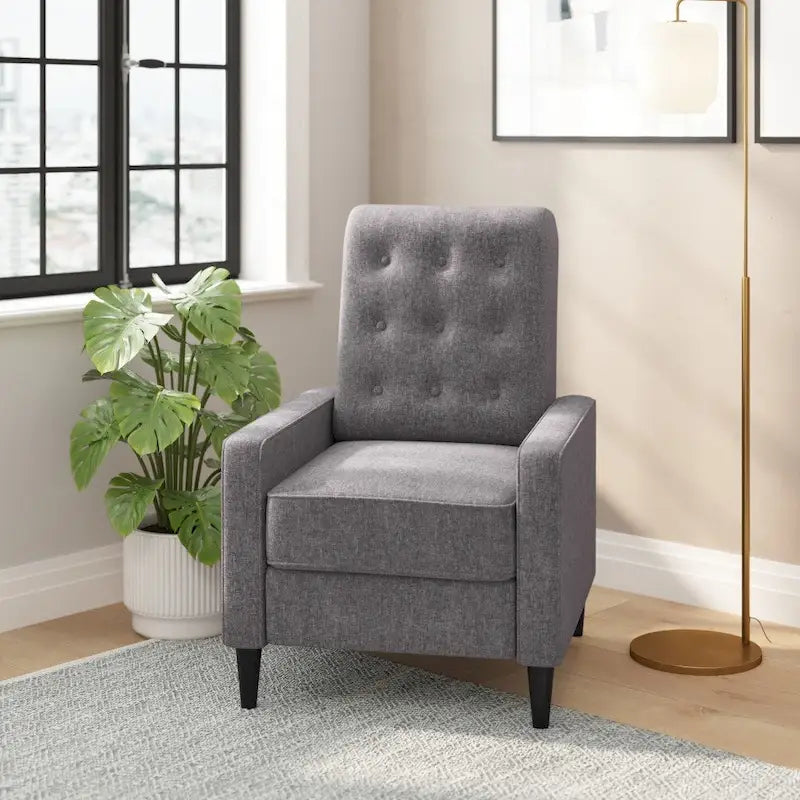 Fauteuil inclinable à dossier capitonné avec mécanisme de poussée