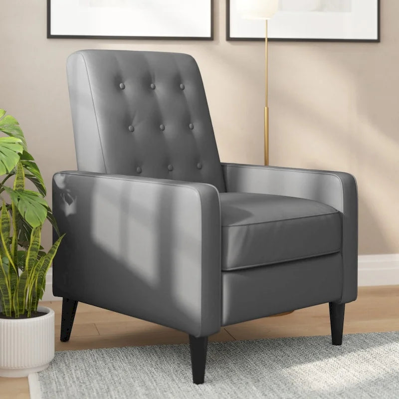 Fauteuil inclinable à dossier capitonné avec mécanisme de poussée