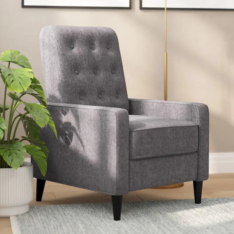 Fauteuil inclinable à dossier capitonné avec mécanisme de poussée