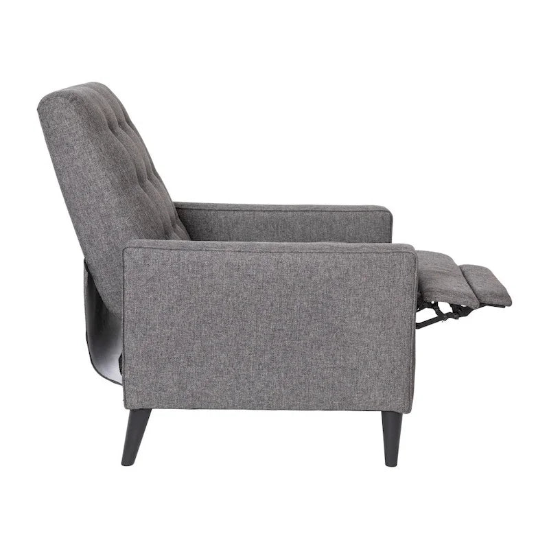 Fauteuil inclinable à dossier capitonné avec mécanisme de poussée