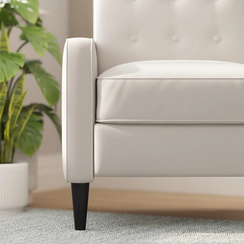 Fauteuil inclinable à dossier capitonné avec mécanisme de poussée