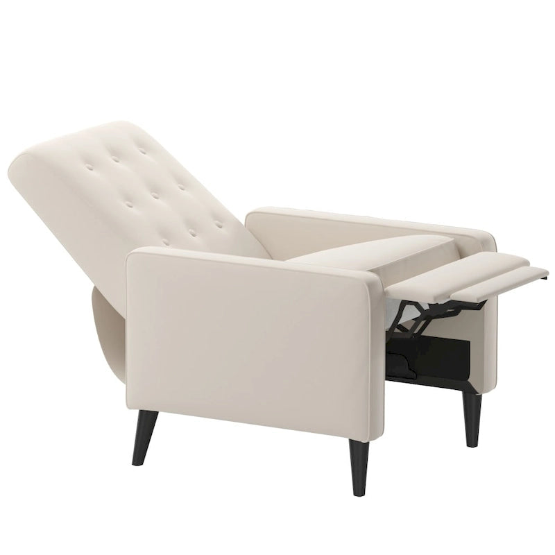Fauteuil inclinable à dossier capitonné avec mécanisme de poussée