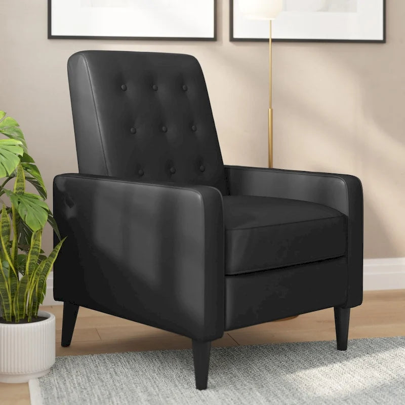 Fauteuil inclinable à dossier capitonné avec mécanisme de poussée