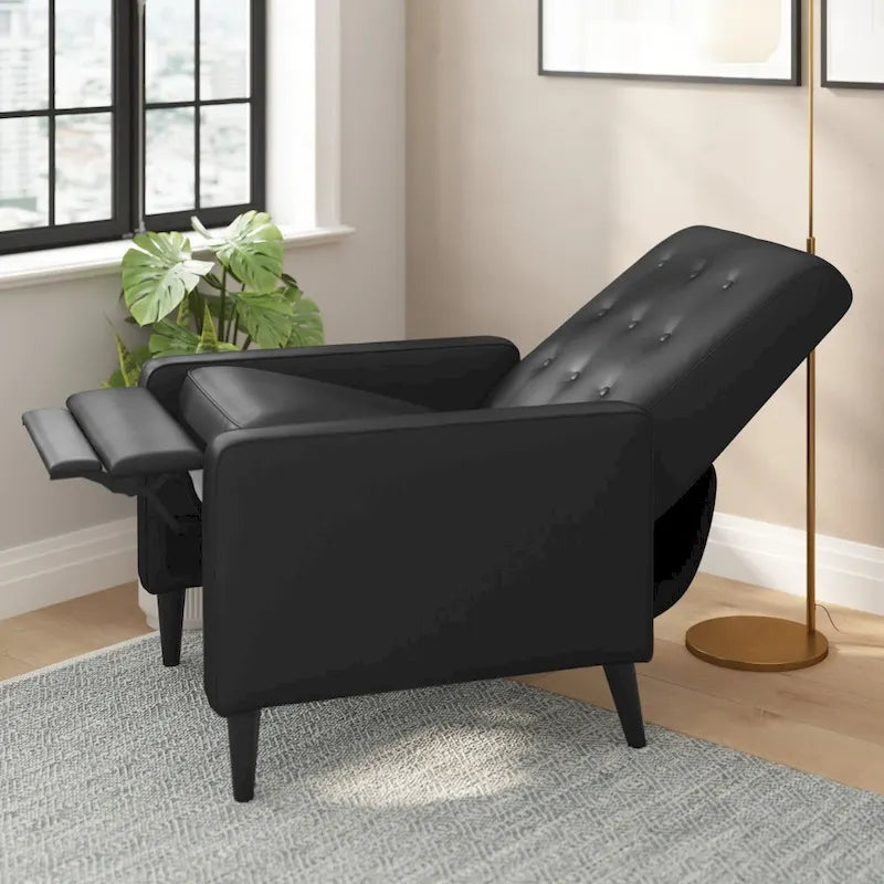 Fauteuil inclinable à dossier capitonné avec mécanisme de poussée